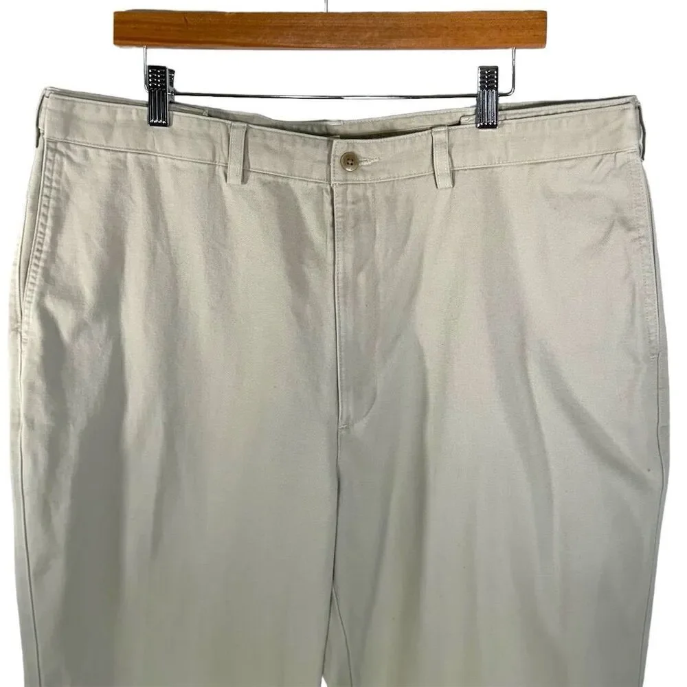 Cabela's Men's Khaki Chino Pants Size‎ 40W x 30L Flat Front Beige Cotton